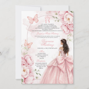 Blush Pink Floral Quinceañera Invitation