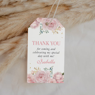 Blush Pink Floral Quinceanera Thank You Favor Gift Tags