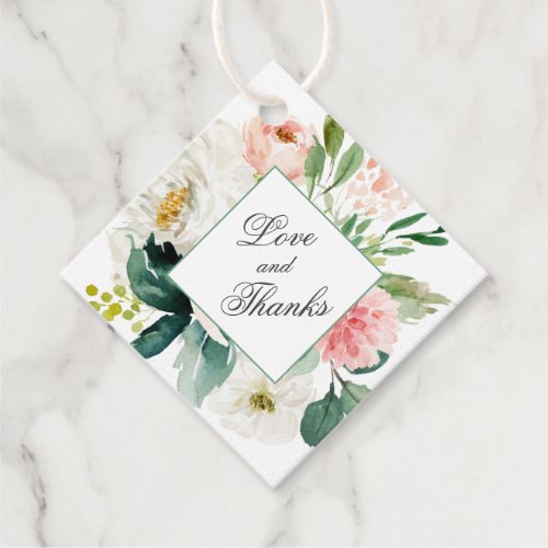 Blush Pink Floral Quinceanera Thank You Favor Tags