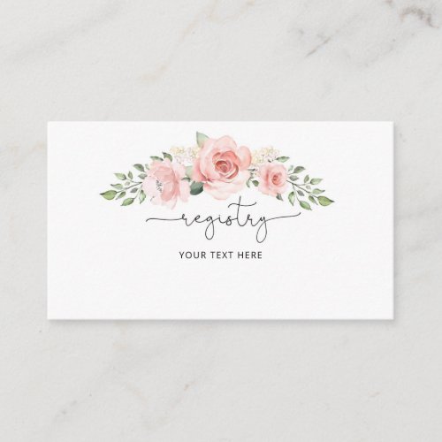 Blush pink floral registry enclosure card