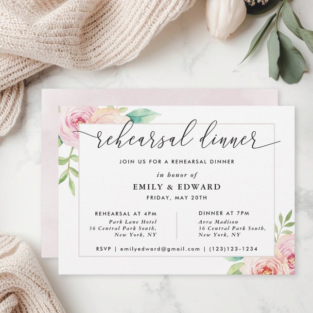 Blush Pink Floral Rehearsal Dinner Invitation (Creator Uploaded)