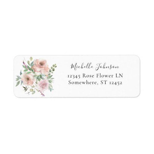 Blush Pink Floral Return Address Label