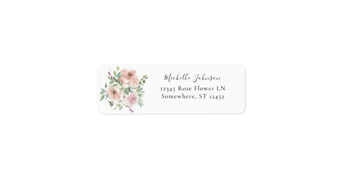 Blush Pink Floral Return Address Label | Zazzle