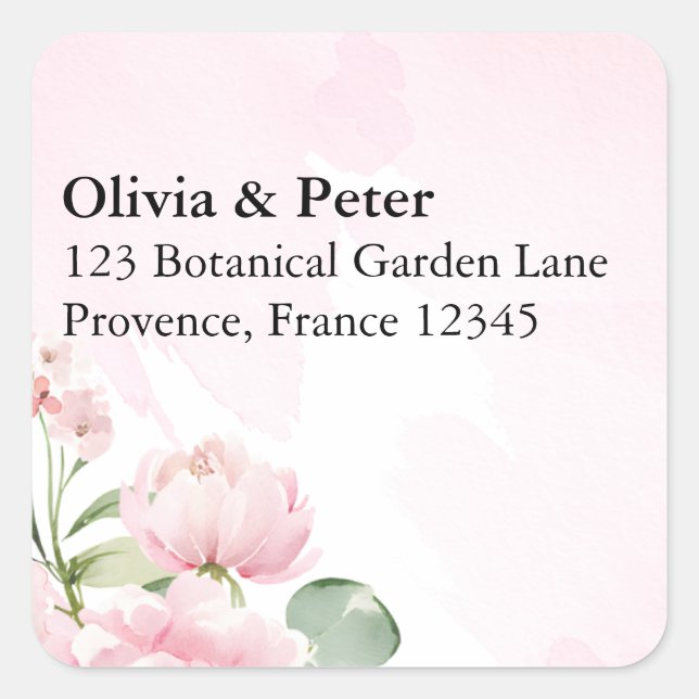 Blush Pink Floral Return Address Label (Front)