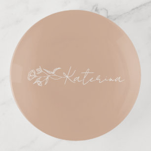 Blush Pink Floral Ring Dish Personalized