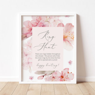 Blush pink floral ring hunt bridal shower game pos poster