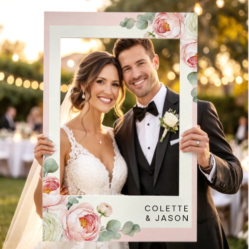 Blush Pink Floral Romantic Garden Wedding  Selfie Frame