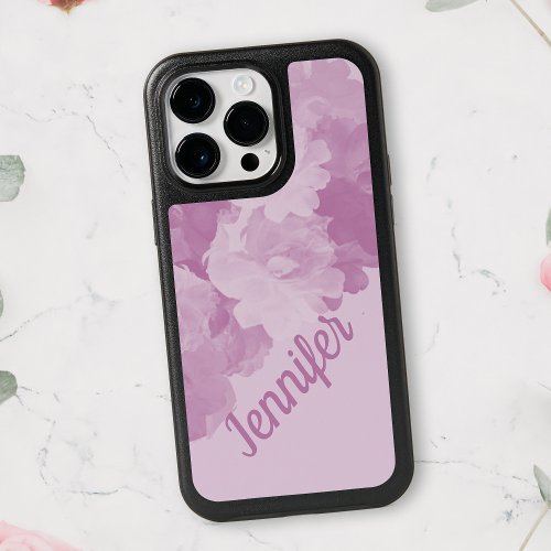 Blush Pink Floral Romantic Rose Custom Name iPhone 15 Pro Case