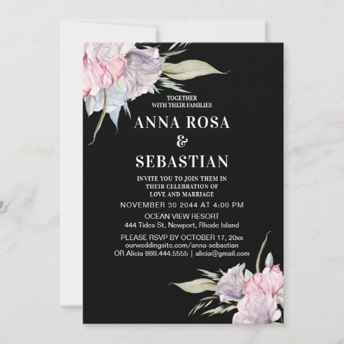  Blush Pink _ Floral Rose  AR15 RSVP Wedding Invitation