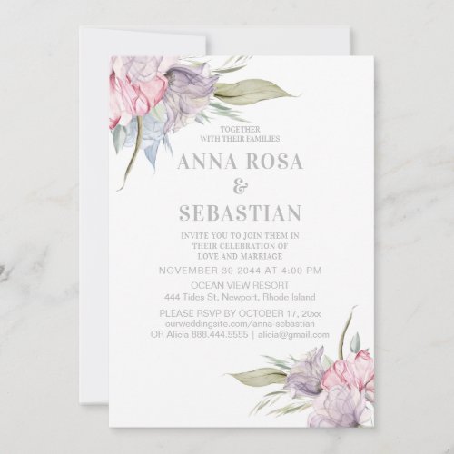  Blush Pink Floral Rose  AR15 WEDDING RSVP  Invitation