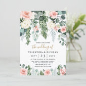 Blush Pink Floral Rose Garden Watercolor Wedding Invitation (Standing Front)