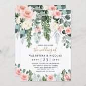 Blush Pink Floral Rose Garden Watercolor Wedding Invitation (Front/Back)
