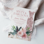 Blush Pink Floral Rose Gold Dress 60th Birthday Invitation<br><div class="desc">Blush Pink Floral Rose Gold Dress 60th Birthday Party Sixty & Fabulous Invitation

Many more dress color variations and flower arrangements in the collection (see below)</div>