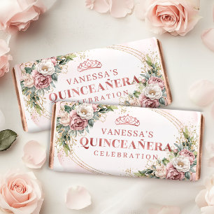 Blush Pink Floral Rose Gold Quince Hershey Bar