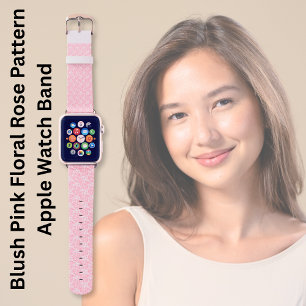 Blush Pink Floral Rose Pattern  Apple Watch Band