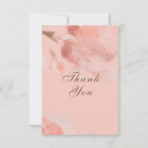 Blush Pink Floral Rose Watercolor Wedding Thank You Card