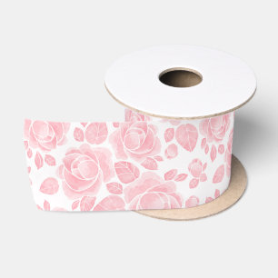 Blush Pink Floral Rose Wedding Satin Ribbon