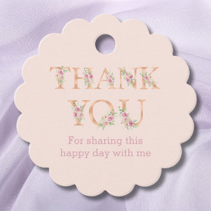 Blush Pink Floral Roses Baby Shower Thank You Favor Tags