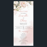 Blush Pink Floral Roses Boho Wedding Ceremony Program<br><div class="desc">This is a hit in wedding today. Wedding program features blush pink flroal roses in boho style arranged fresh greenery and soft pink watercolor background</div>
