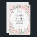 Blush Pink Floral Roses Butterflies Quinceañera Invitation<br><div class="desc">Personalize this delicate blush pink floral Quinceañera / Sweet 16 birthday invitation easily and quickly. Simply click the customize it further button to edit the texts, change fonts and fonts colors. Featuring pretty pastel blush pink flowers, delicate greenery and blush and silver butterflies. Matching items available in store. (c) Somerset...</div>