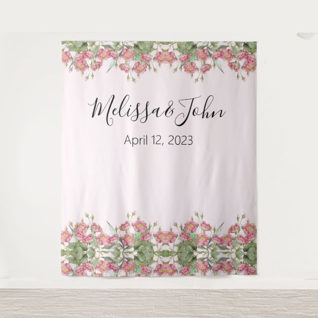 Blush Pink Floral Roses Wedding Backdrop (Front)