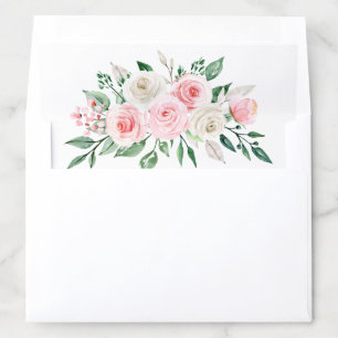 Blush Pink Floral Roses Wedding Envelope Liner
