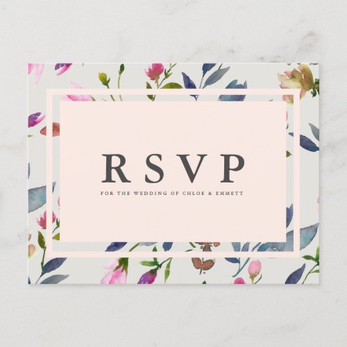 Blush Pink Floral RSVP Postcard Meal Options