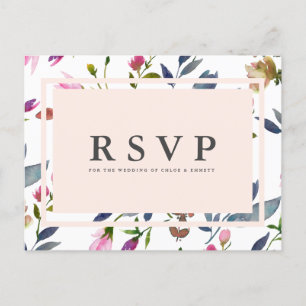 Blush Pink Floral RSVP Postcard Meal Options