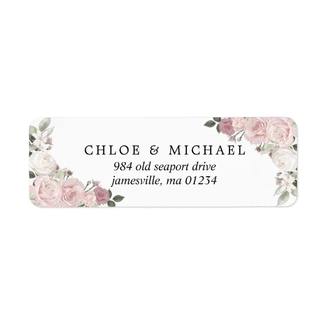 Blush Pink Floral Rustic Wedding Return Address Label | Zazzle