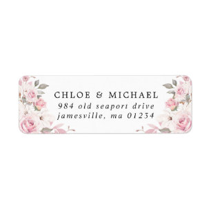 Blush Pink Floral Rustic Wedding Return Address Label