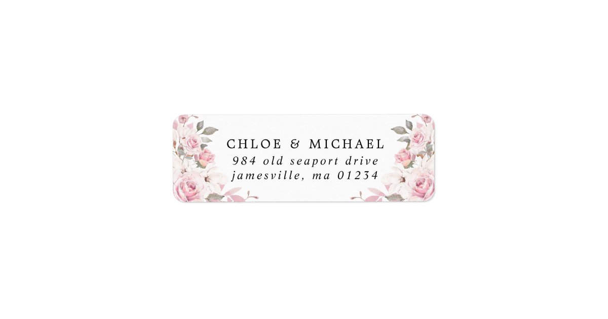 Blush Pink Floral Rustic Wedding Return Address Label | Zazzle