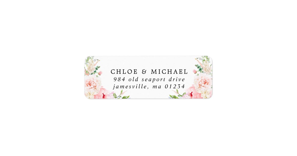 Blush Pink Floral Rustic Wedding Return Address Label | Zazzle