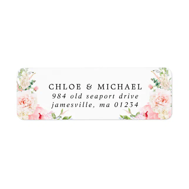 Blush Pink Floral Rustic Wedding Return Address Label | Zazzle