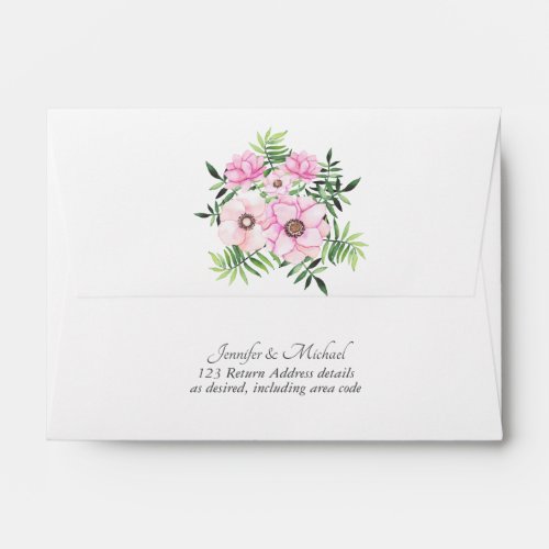 Blush Pink Floral Sage Leaves Budget Wedding Envelope