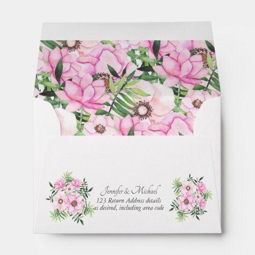 Blush Pink Floral Sage Leaves Budget Wedding Envelope
