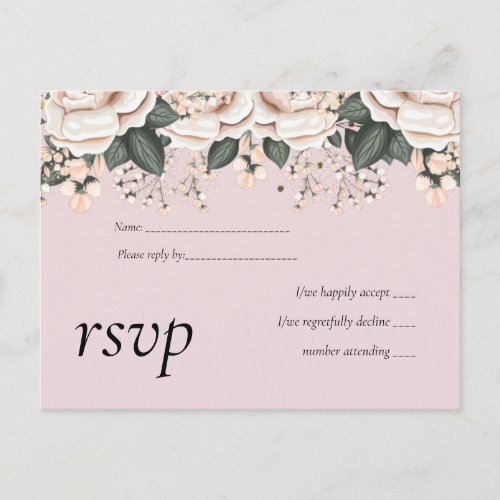 Blush Pink Floral Sage Wedding Budget Invitation Postcard
