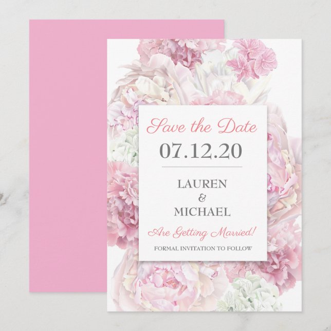 Blush Pink Floral Save The Date Invitation (Front/Back)