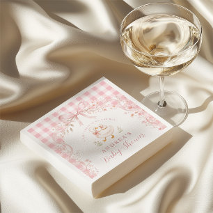 Blush Pink Floral Silly Goose Gingham Baby Shower Napkins