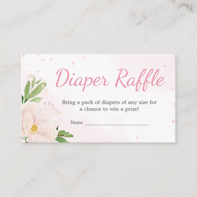 Blush Pink Floral Spring Baby Shower Diaper Raffle Enclosure Card (Front)
