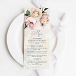 Blush Pink Floral Spring Garden Wedding Menu<br><div class="desc">A beautiful blush pink floral menu card that would be perfect for any special event. Designed with Soft Pink Flowers. Matching items in our store Cava Party Design</div>