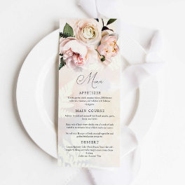Blush Pink Floral Spring Garden Wedding Menu