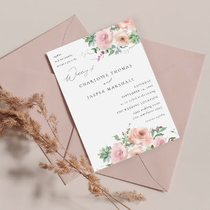 Blush Pink Floral & Succulent Wedding V2 Invitation