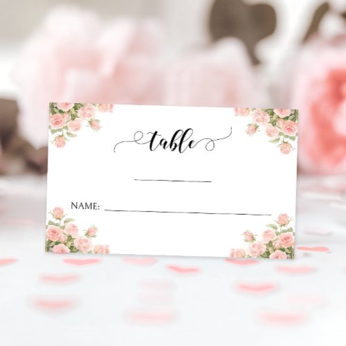 Blush Pink Floral Summer Bridal Shower Place Cards