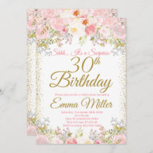 Blush Pink Floral Surprise 30th Birthday