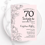Blush Pink Floral Surprise 70th Birthday Party Invitation<br><div class="desc">Blush pink and black floral surprise 70th birthday party invitation. Elegant modern design featuring botanical accents and typography script font. Simple floral invite card perfect for a stylish female surprise bday celebration. Can be customized to any age. Printed Zazzle invitations or instant download digital printable template.</div>