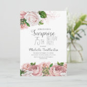 Blush Pink Floral Surprise 75th Birthday Women Invitation (Standing Front)