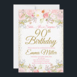 Blush Pink Floral Surprise 90th Birthday Invitation<br><div class="desc">Blush Pink Floral Surprise 90th Birthday Invitation.
This design features pretty painted,  Watercolor Blush Pink Floral. Click the customize button for more flexibility in modifying the text or moving the graphics.
Contact us if you need this design applied to a specific product to create your own unique matching item.</div>