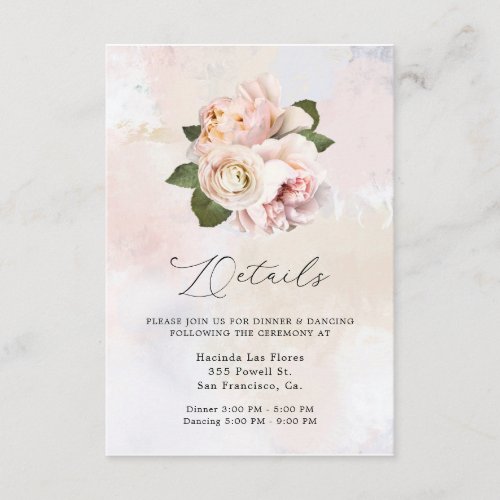 Blush Pink Floral Sweet 16 Details Enclosure Card
