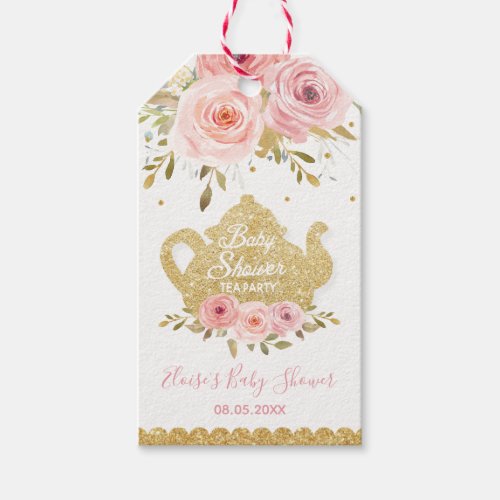 Blush Pink Floral Tea Party Baby Shower Favor  Gift Tags