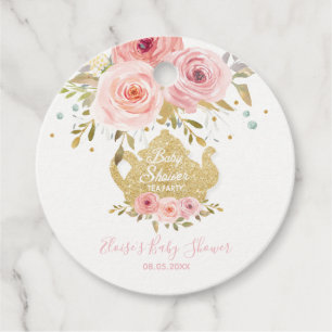 Blush Pink Floral Tea Party Baby Shower Thank You Favor Tags